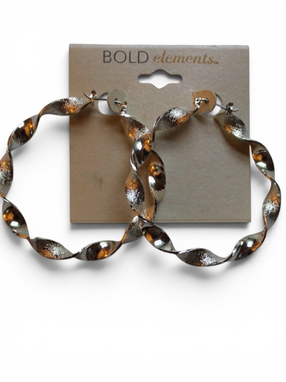 Sale! Vintage Bold Elements Silver Hoop Earrings Polished Textured Twisted NWT's